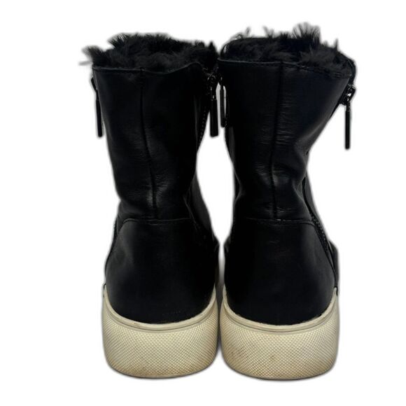 J Slides Fur Lined Black Leather Hi Top Platform Boots Sneakers Size 8M - Picture 3 of 10